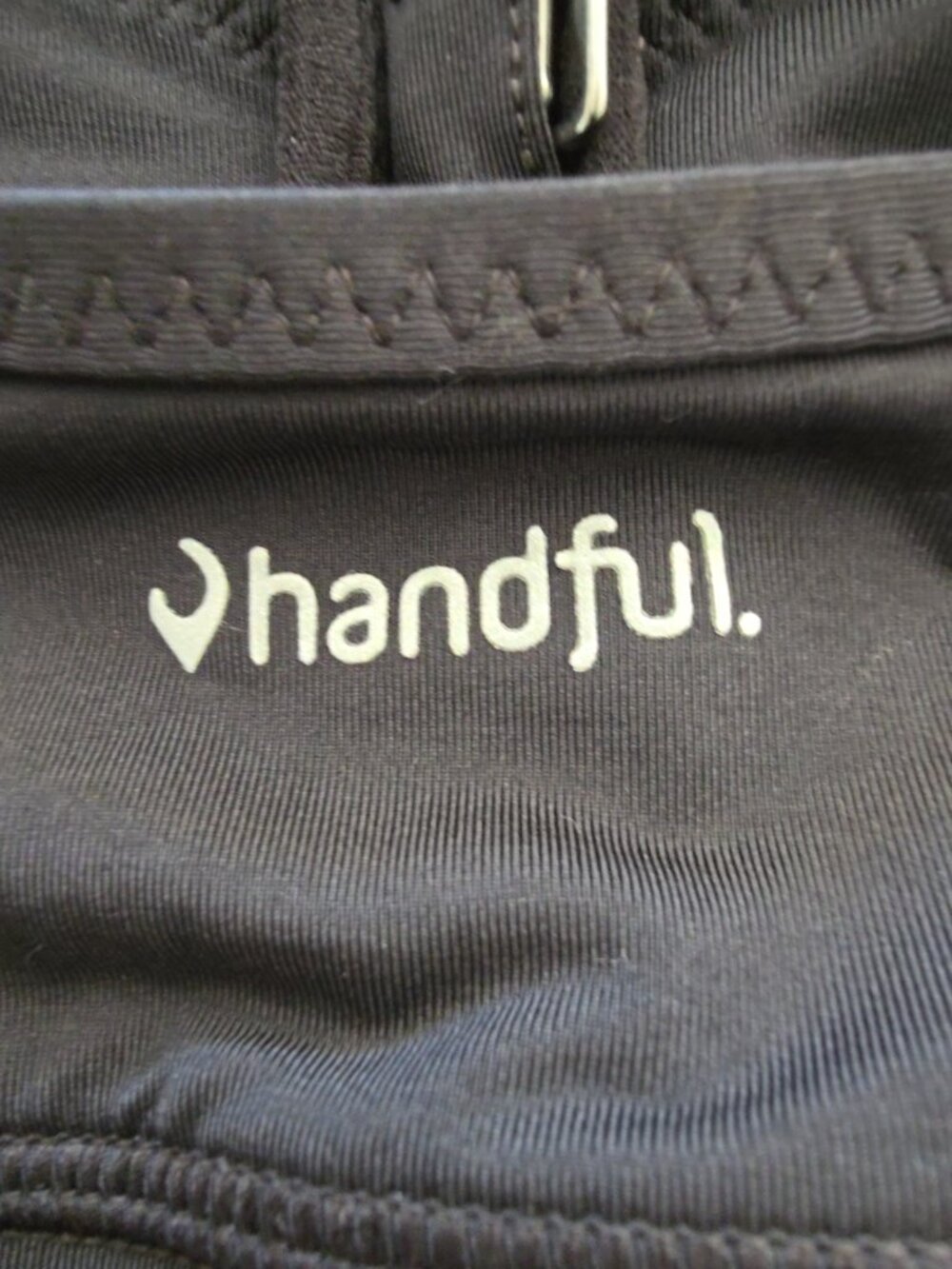 Handful The Closer Front Zip Sports Bra Black Racerback Medium Support